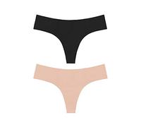 Bye Bra Invisible String, Tanga Invisible, Sin Costuras, Sin Rayas, Sin Bragas, con Bordes Lisos, Ultra Suave, Paquete Multicolor En Negro Y Beige, Paquete De 2, Tamaños: M