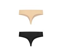 Bye Bra Tanga Invisible – Sin costuras, bordes lisos, ultra suave – Paquete 2 negro y beige Talla M