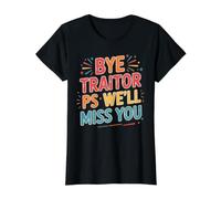 Bye Traitor PS We'll Miss You Co-Worker Farewell Jokes - Camiseta gráfica económica, Mujer, Negro, XL