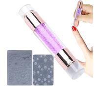 Byeaon Herramienta de estampas de uñas, kit de estampas de uñas | Bolígrafos de estampado en casa,Diseño de doble terminación kit de bolígrafos de estampado con embellecimiento para mujeres Uso de