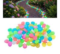 Byeaon Piedras De Jardín Brillantes, Guijarros De Resina Artificial Luminosos Y Coloridos Que Brillan, Decorativas De Jardín, Para Caminos, Senderos, Estanque, Piscina, Pecera Y Acuario