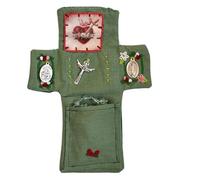 Byeaon Santuario de bolsillo con Cro-Ss plateado incluido en el interior, recuerdo religioso, kit de viaje de mini altar, accesorio sagrado compacto, diseño inspirado en la fe, 23 x 9 cm, para culto