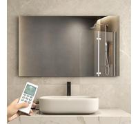 Byecold Calefacción infrarroja con termostato, espejo 580 vatios - calentador de espejo infrarrojo - espejo de baño 100 x 60 cm - calefacción eléctrica - radiador de pared eléctrico