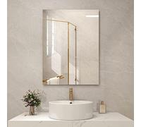 Byecold Espejo calefactor por infrarrojos de 450 W, montaje en pared (80 x 60 cm), calefacción eléctrica por infrarrojos, espejo de baño con calefacción eléctrica, sin vaho con protección contra