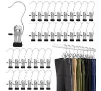byepica Clips giratorios para pantalones cortos, botas, sombreros, toallas, 50 organizadores de leggings de acero inoxidable, clips para pantalones de yoga, ganchos para ropa de armario que ahorran