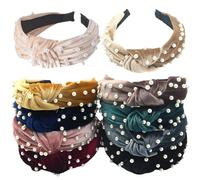 byepica Paquete de 10 diademas de terciopelo para mujer, elegantes diademas anudadas en 10 colores, accesorio cómodo y moderno para el cabello para uso diario y ocasiones especiales