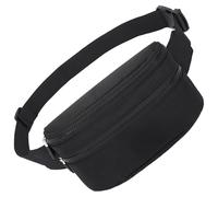 byepica Riñonera negra para mujer, 8.3 x 5.1 x 0.8 pulgadas, riñonera clásica de color sólido, bolsa cruzada de poliéster ligero, cinturón ajustable