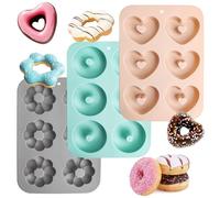 Byffoer 3 moldes de donuts para hornear, molde de silicona para tartas, moldes antiadherentes para tartas, panecillos, donutmaker para usar con chocolate, confitería, helados, pasteles, galletas