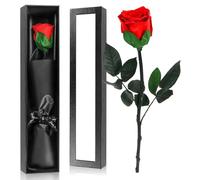 Byffoer Infinity Rose in Geschenkbox, Eternal Rose Rot mit Stiel Geschenke für Frauen Eternge Rose in Geschenkbox für Mama Damen Freundin zum Geburtstag Valentinstag Muttertag