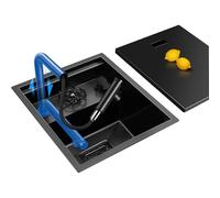 BYFHHHH Fregadero De Barra, Mini Fregadero De Cocina De Un Solo Tazón De Acero Inoxidable con Lavavasos, para Balcón, Autocaravana, Hay Una Amplia Variedad De Grifos Disponibles A