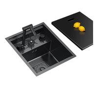 BYFHHHH Fregadero De Barra, Mini Fregadero De Cocina De Un Solo Tazón De Acero Inoxidable con Lavavasos, para Balcón, Autocaravana, Hay Una Amplia Variedad De Grifos Disponibles C