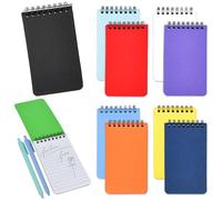 Byfoyif 10PCS Mini Block de Notas, Libreta Pequeña de Bolsillo A7 de 50 Páginas, Cuaderno Pequeño de Espiral con 2 Bolígrafos, Bloc De Notas en Espiral para Uso Diario, Escolar y Oficina