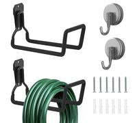 Byfoyif 2PCS Colgador Manguera Jardin, Soporte para Manguera de Jardin de Metal,Soportes para Manguera de Pared con Tornillos y 2 Ganchos con Ventosas,de capacidad de Carga 50 kg para Jardín