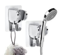 Byfoyif 2PCS Soporte Ducha Sin Taladro, Soporte Ducha Adhesivo con Ganchos, Soporte de Alcachofa de Ducha de Ángulo Ajustable, Sujeta Alcachofa Ducha Autoadhesivo y Universal para Baño