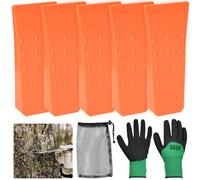 Byfoyif 5PCS Cuñas de División para Madera, Cuñas para Talar Árboles de Plástico ABS, Cuña de Corte para Madera Duradera y Antideslizante con 1 Par de Guantes y Bolsa de Malla para Cortar Árboles