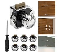 Byfoyif 6PCS Cerraduras de Autocaravana, Cierre Pulsador Puerta sin Llave, Cerradura de Pestillo con Boton, Cerradura Puerta Boton de Metal y Plástico para Furgonetas, Caravanas y Armarios