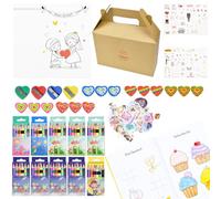 Byfoyif 92 kits de libro para colorear boda, 10 cuadernos de dibujo para colorear + caja de Kraft + 4 sacapuntas + 15 gomas + 10 lápices + 50 pegatinas de acuarela + 2 pegatinas de boda