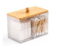 Byfoyif Dispensador Palitos Oidos, Dispensador Discos Desmaquillantes con Tapa, Porta Tampones para Baño con 3 Compartimentos, Organizador para Baño para Guardar Hisopos y Almohadillas de Algodón