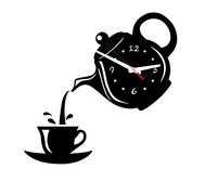 BYFRI Forma del Reloj De Pared Efecto del Espejo Taza De Café Decorativo De La Cocina Relojes De Pared Sala De Estar Decoración Luz ()