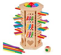 BYHANO Juego Montessori de Madera con 42 Piezas, Palos y Dados de Colores - Juguete Educativo de Matemáticas para Niños 3 4 5 6 Años - Juego de Habilidades Motoras Finas, Ideal para Familia y Viaje