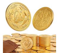 Byhoo 100 monedas de oro, monedas de metal Dragon Yue para DND con bolsa de piel sintética, juego de tesoros grande para Calabozos y Dragones, accesorios de rol de alivio de hachas y dragones de metal