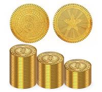 Byhoo 50 monedas de oro de metal, DND, monedas piratas, herramienta de alivio del estrés, con bolsa de cordón de terciopelo para juegos de mesa, juegos de rol, caza de tesoros, piratas, aventuras