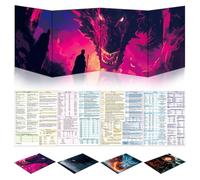 Byhoo DM - Juego de 4 parasoles para D&D 5E 4 temas, superficie impermeable, plegable triple (A4), compatible con el manual del reproductor