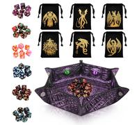 Byhoo DND - Juego de dados giratorios de ojo de dragón, 7 unidades, color verde, poliédricos con ojo de dragón contiene D20, juego de dados DND accesorios, juego de iniciación de cero para maestro DND