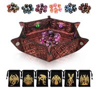 Byhoo DND - Juego de dados giratorios de ojo de dragón, 7 unidades, color verde, poliédricos con ojo de dragón contiene D20, juego de dados DND accesorios, juego de iniciación de cero para maestro DND