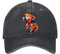 BYHSEPQ Gorra de béisbol de béisbol Lavada con Cabeza de Loro Colorida con Estampado y Ajustable de algodón sin Estructura para Padres al Aire Libre