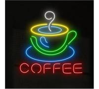 Byicoo letreros de neón de arte colgante de neón signo de café con luz LED taza de café para el club oficina hotel 38cmx35cm