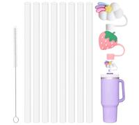 Byitin 8 Pajitas Plástico para Stanley Cup 30/40oz Sin BPA, Pajita Reutilizable con Cepillo de Limpieza y Funda de Silicona, Pajitas de Repuesto para Otras Tazas