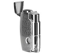 Byitin Mechero Soplete a Prueba de Viento de 2 Llamas, Recargable con Gas Butano, Mechero Cocina, Regalo Ideal para Hombres, Papás y Aficionados al Camping (sin Gas)