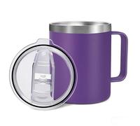 Byitin Taza Térmica de Acero Inoxidable 360ml con Manija y Tapa Antifugas, Vaso Térmico Café para Llevar, Termo Café Portátil para Oficina, Hogar y Outdoor（Morado）