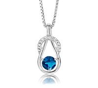 ByJoy Collar de Mujer, Plata, Azul Topacio