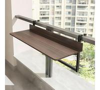 BYJSJY Mesa Plegable de Balcón para Barandilla, Sin Taladrar, Impermeable Efecto Madera, Ahorro de Espacio, Mesa Exterior para Balcón, Terraza, Jardín(100cm/39.4in)