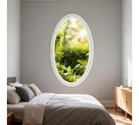 BYJSJY Ventana Ovalada De Sótano,Ventanas Correderas Redonda,Ventana De Ventilación Giratoria Y Abatible Empotrada,Vidrio Templado Y Marco De Aleación De Aluminio(White,50 * 25cm/19.7 * 9.8in)