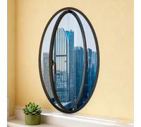 BYJSJY Ventana Ovalada De Sótano,Ventanas Correderas Redonda,Ventana De Ventilación Giratoria Y Abatible Empotrada,Vidrio Templado Y Marco De Aleación De Aluminio(Black,50 * 25cm/19.7 * 9.8in)