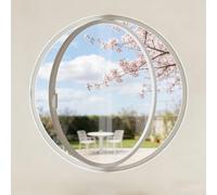 BYJSJY Ventana Redonda de Vidrio Templado 5mm, Marco de Aleación de Aluminio 2cm con Rotación 360° y Cierre, para Baño, Cocina y Dormitorio(White,100cm/39.4in)