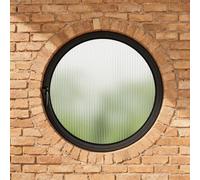 BYJSJY Ventana Redonda Giratoria,Rotación Central,Ventilación Moderna para Cocina Baño Hogar,Ventana Pivotante con Marco De Aluminio Y Cristal Templado 0,5 Cm, Ventanas batientes(Black3,80cm/31.5in)