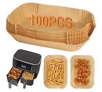 BYKITCHEN 100 forros para freidora de aire para Ninja Dual, freidora de aire AF300UK AF400UK Accesorios, compatible con Ninja, Salter y otras freidora de aire de doble zona