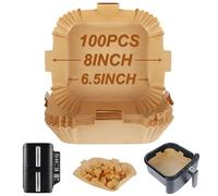 BYKITCHEN 100 revestimientos de papel de pergamino para freidora de aire, revestimientos cuadrados para freidora de aire desechables, Ninja, Tower Cosori (sin blanquear)