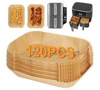 BYKITCHEN 120 forros para freidora de aire para Ninja Dual, freidora de aire AF300UK AF400UK, accesorios desechables, forro de papel de pergamino para freidora de aire, compatible con Ninja, Salter,