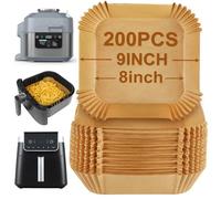 BYKITCHEN 200 forros para freidora de aire, compatibles con Ninja Speedi 5.7L, Cosori 5.5L, Ninja MAX PRO/Philips 6.2L, forro grande de freidora de aire de 7.9 pulgadas, papel parchemnt para hornear,