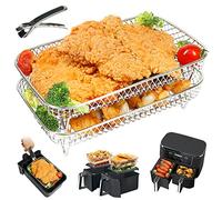 BYKITCHEN Estantes para freidora de aire, estante grande de acero inoxidable 304 con clip, accesorios de freidora de aire para freidora Ninja de doble estaca XL/Dual AF400UK/AF451UK 9.5L