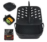BYKITCHEN Forro de silicona para freidora de aire con divisor, accesorios cuadrados de silicona para freidora de aire Ninja Speedi 5.7L/Cosori 5.5L/Tefal/Instant Vortex/Philips, cesta de freidora de