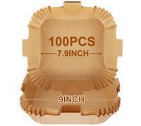 BYKITCHEN Forros cuadrados para freidora de aire, 100 forros de papel de pergamino para freidora de aire de 7.9 pulgadas, desechables, Ninja, Tower (sin blanquear)