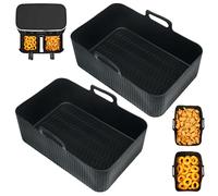 BYKITCHEN Forros de silicona para freidora de aire Ninja Dual 9.5L/Tower/Russell Hobbs 9L/Salter/Breville Halo Flexi, accesorios grandes para freidora de aire/bandejas para Ninja AF451UK/AF400UK y