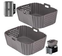BYKITCHEN Forros de silicona para freidora de aire Ninja SL401 Double Stack 2 cestas, forros de silicona perforados rectangulares reutilizables para freidora de aire doble, accesorios de freidora de