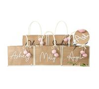 Bykiyevm Bolsa de arpillera bordada personalizada, bolsas de mano con nombre personalizado, bolsa de playa de yute, regalo de propuesta de despedida de soltera, regalo de dama de honor, Multi, Large